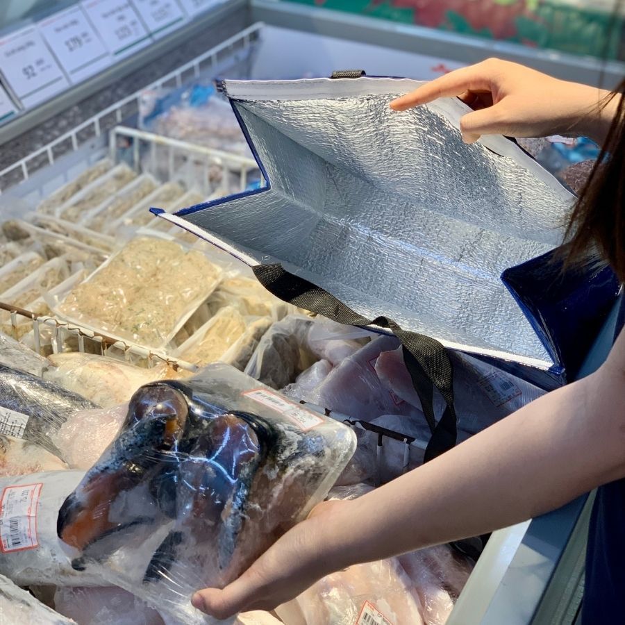 Laminated cooler bag insulated with logo – Blue color